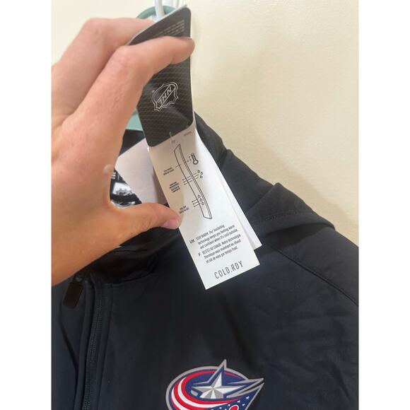 Adidas NWT Sz M Columbus Blue Jackets NHL Zip Up Hooded Jacket Cold RDY - Picture 5 of 7